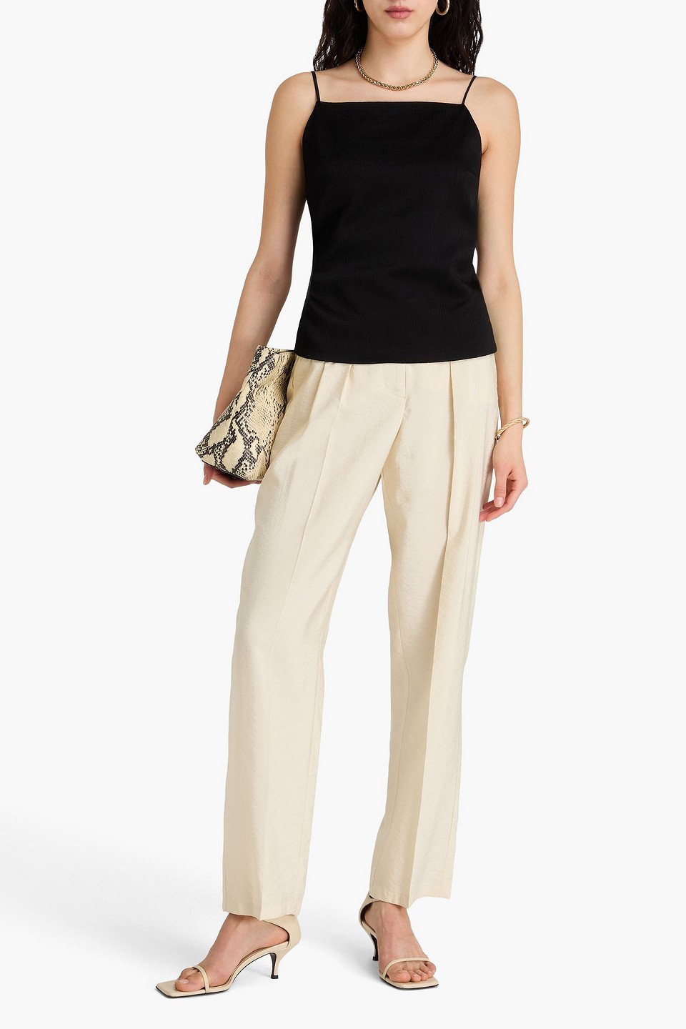 Joseph Baste Textured-crepe Top In Black