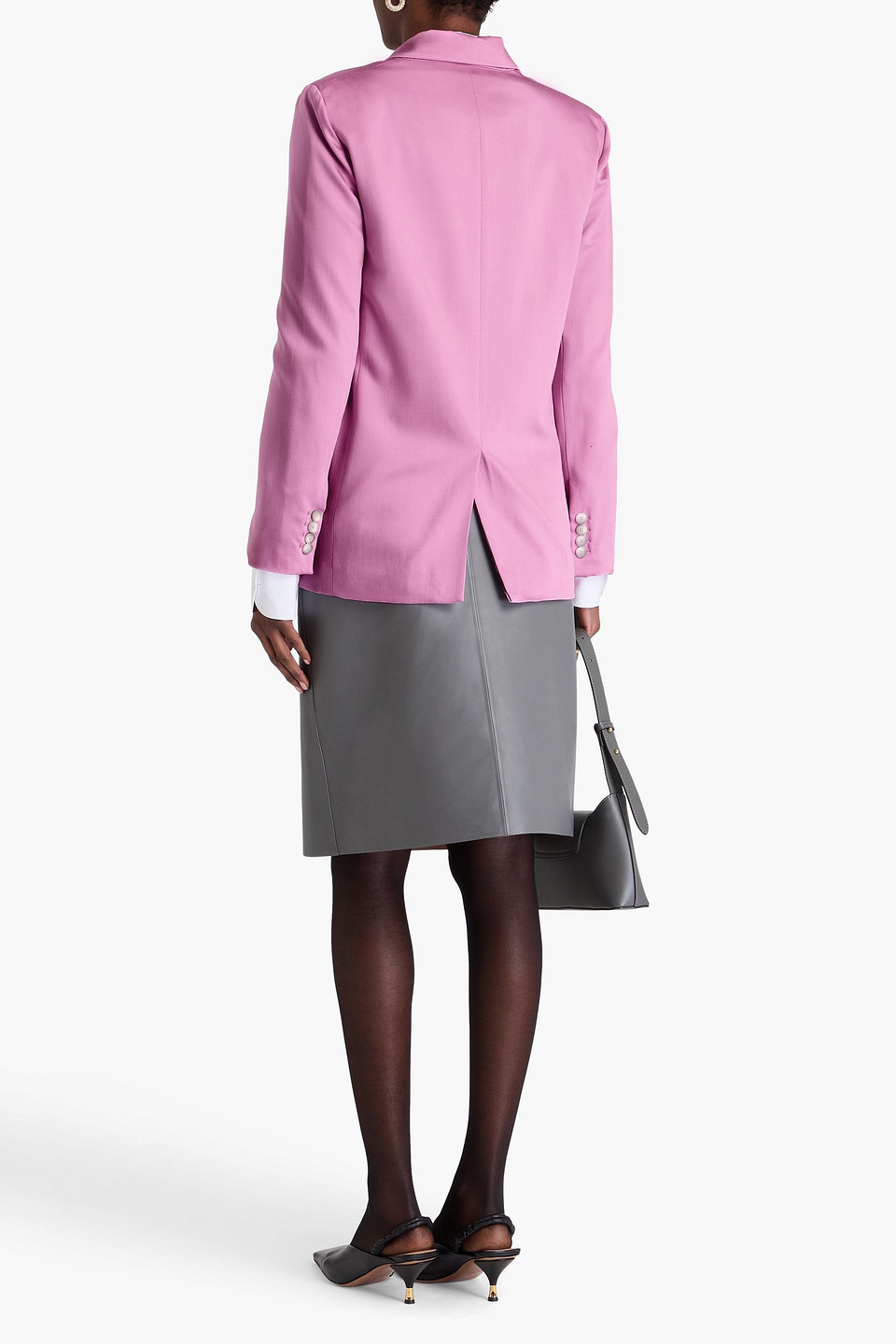 Joseph Jaden Double-breasted Wool-blend Twill Blazer In Pink