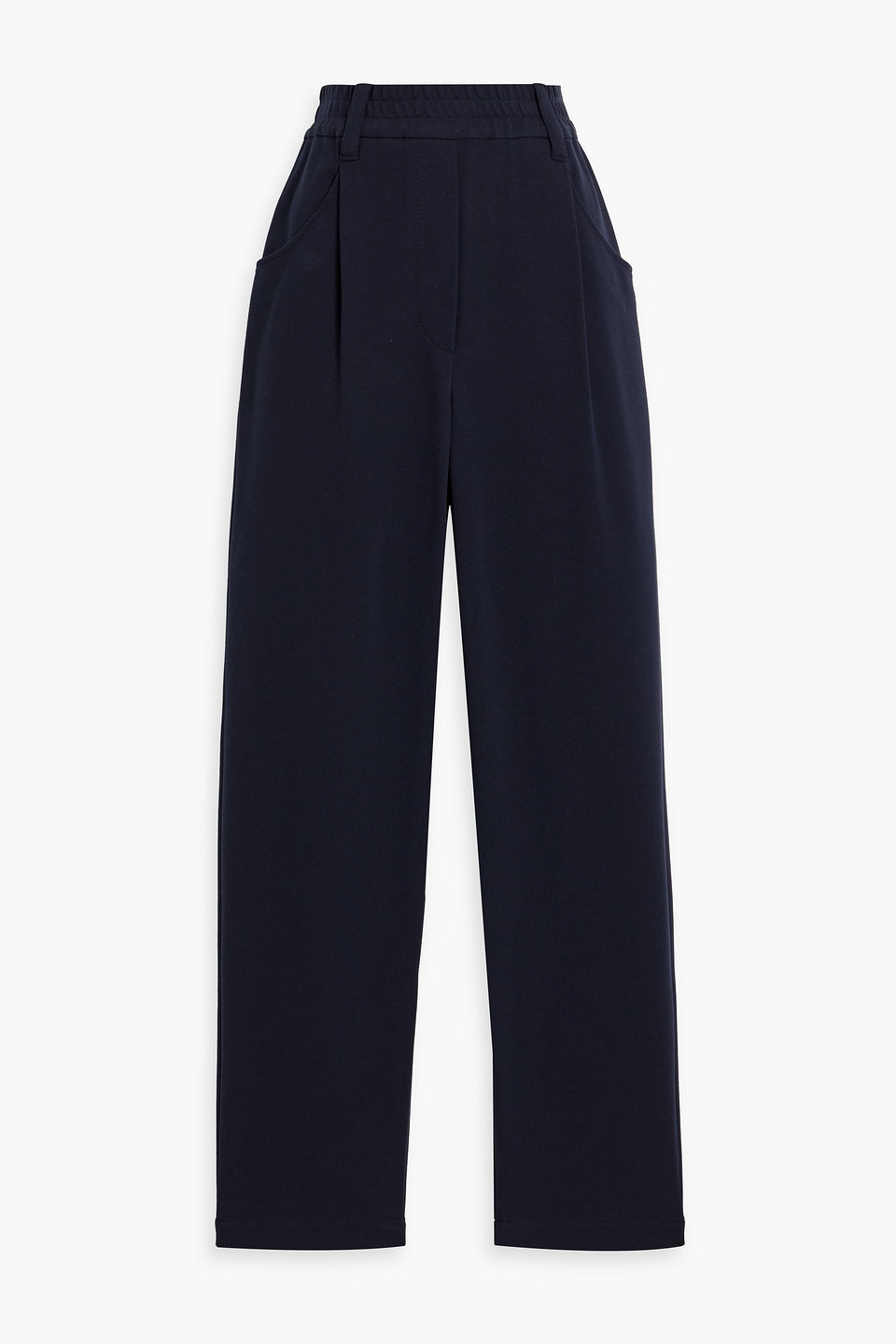 Pleated cotton-blend jersey track pants