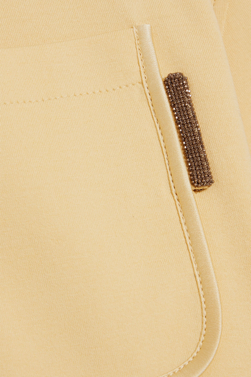 Brunello Cucinelli Bead-embellished Cotton-jersey T-shirt In Pastel Yellow