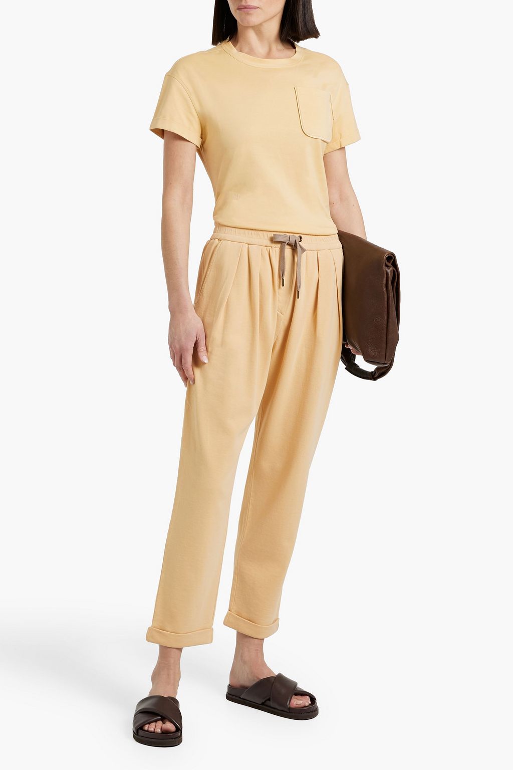 BRUNELLO CUCINELLI Bead-embellished cotton-jersey T-shirt
