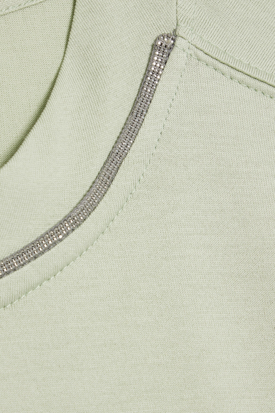 Brunello Cucinelli Bead-embellished Cotton-jersey T-shirt In Sage Green