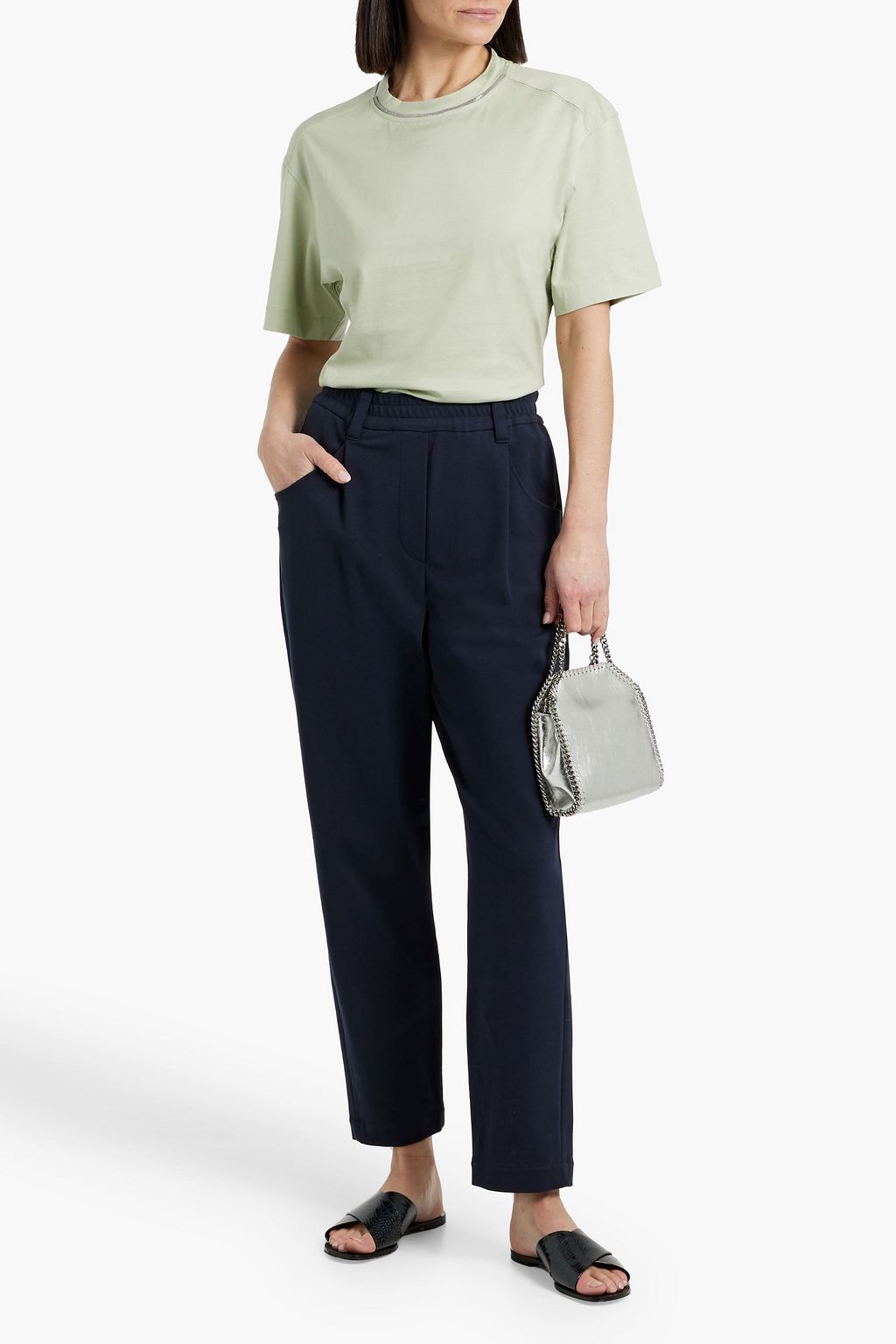 BRUNELLO CUCINELLI Bead-embellished cotton-jersey T-shirt