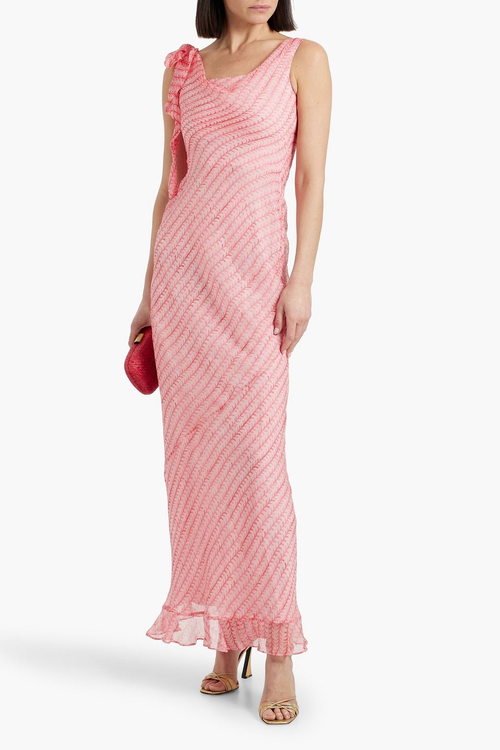SALONI Asher B ruffled printed silk-chiffon maxi dress