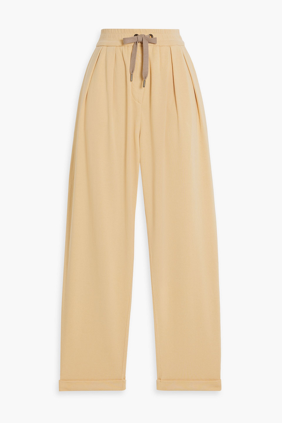 Bead-embellished French cotton-terry track pants