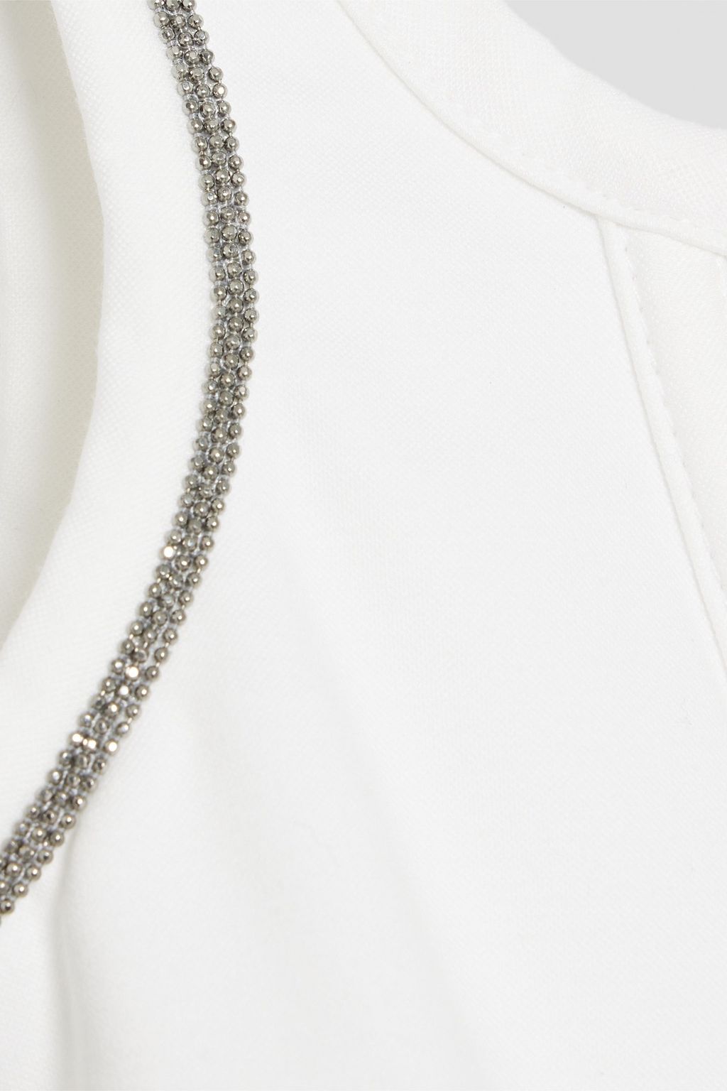 BRUNELLO CUCINELLI Cropped bead-embellished cotton-blend piqué bustier top
