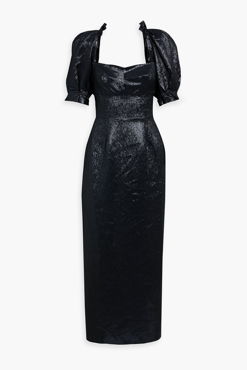 Saloni Rachel Metallic Cloqué Maxi Dress In Black