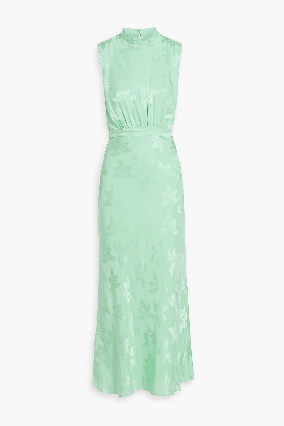 Saloni Fleur Silk-jacquard Maxi Dress In Mint