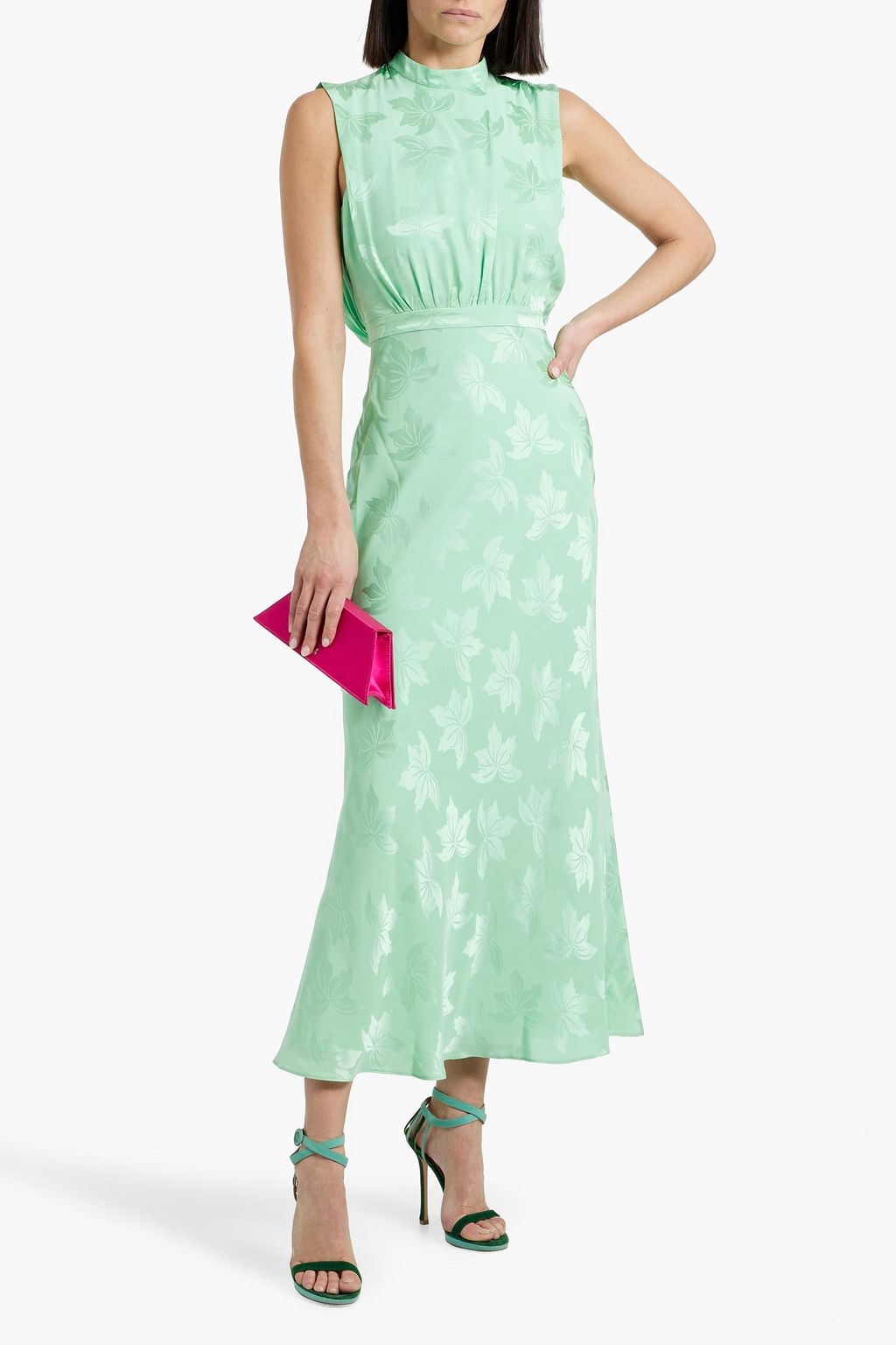 SALONI Fleur silk-jacquard maxi dress