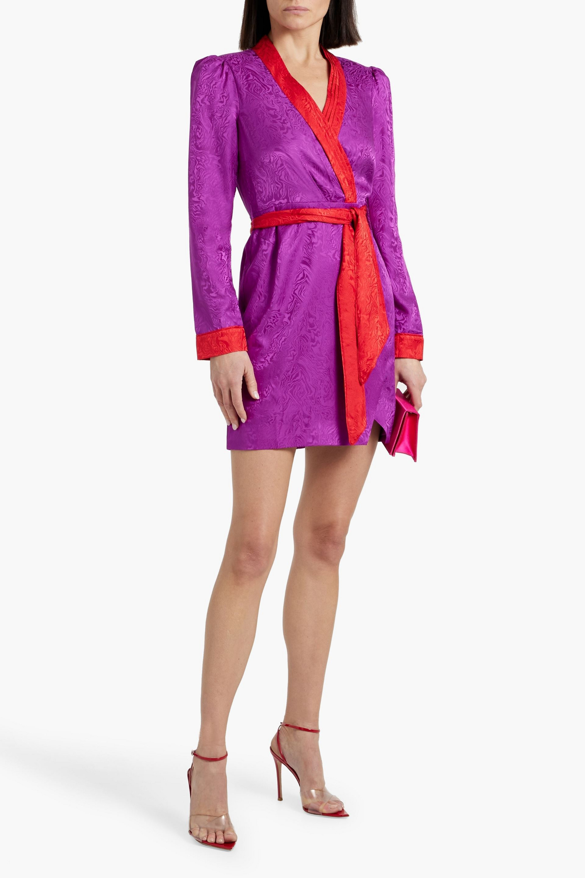 Saloni Bibi wrap-effect cotton-blend jacquard mini dress