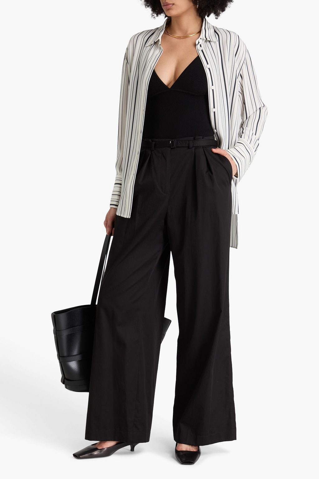 JOSEPH Tunius cotton-sateen wide-leg pants