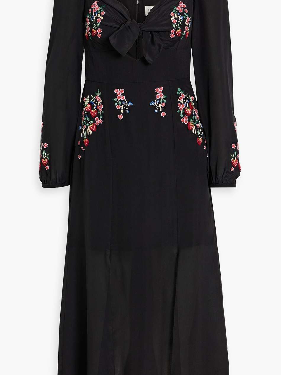 harmony embroidered silk-chiffon midi dress