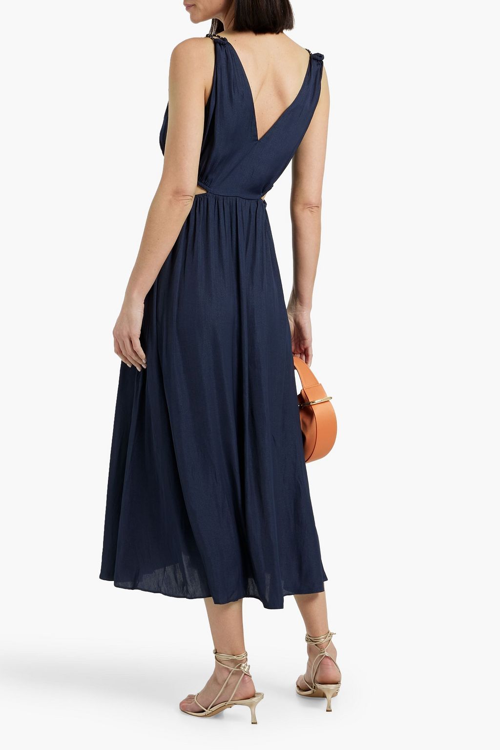 MAJE Cutout satin midi dress