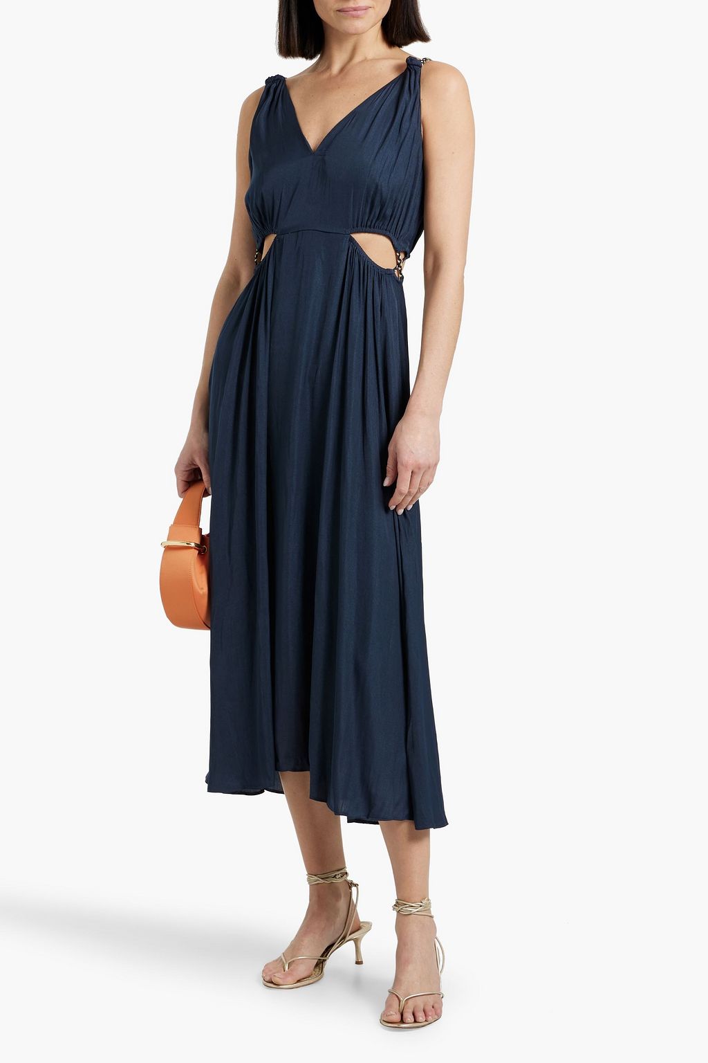 MAJE Cutout satin midi dress