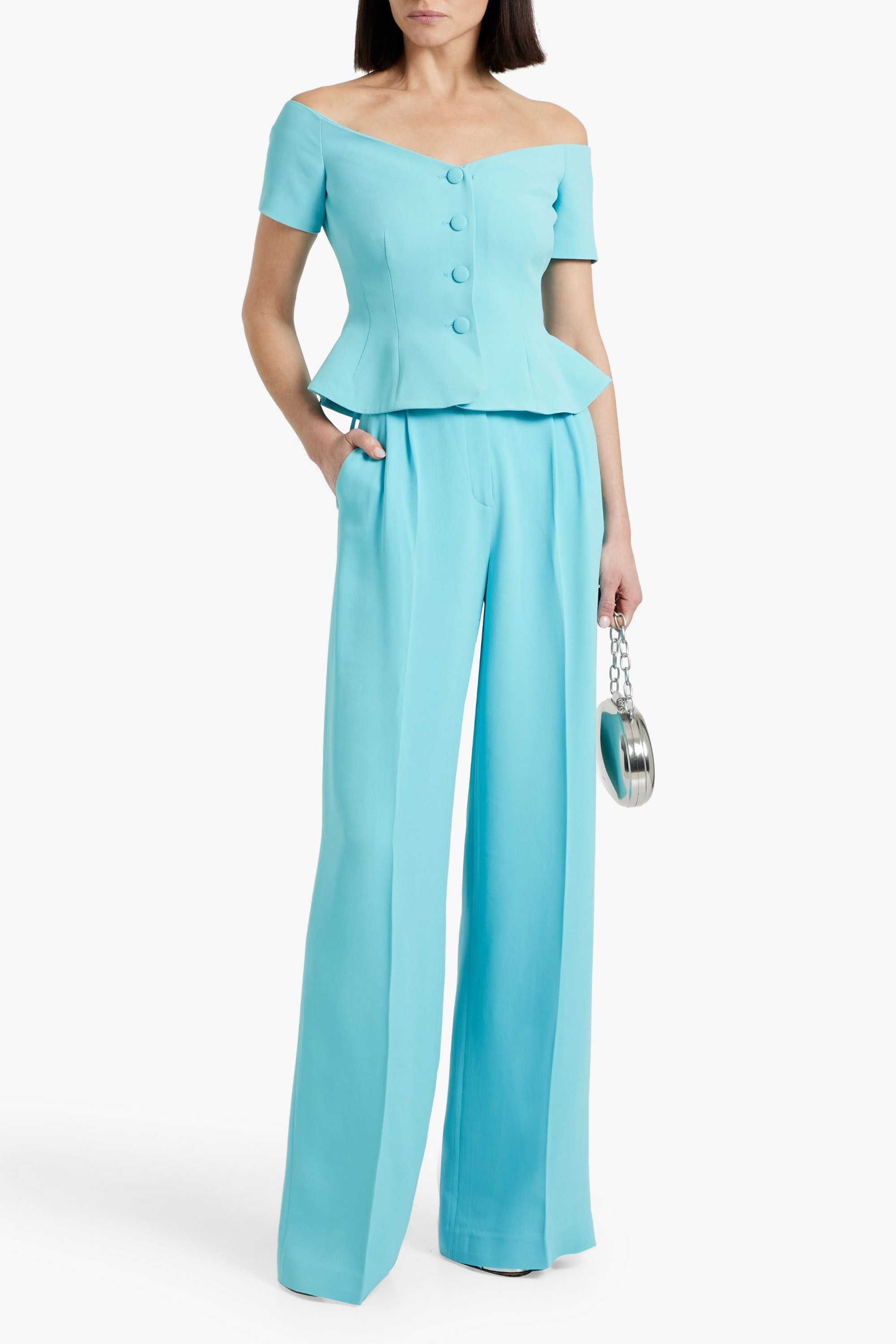 Saloni Crepe wide-leg pants