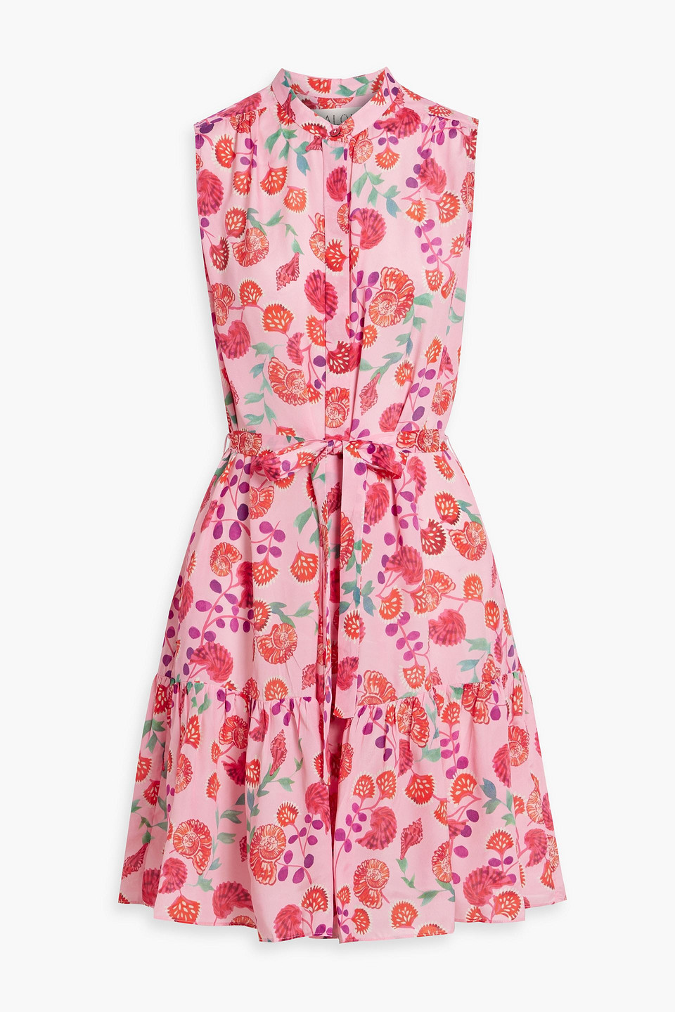 Saloni Tilly Floral-print Crepe De Chine Mini Dress In Pink
