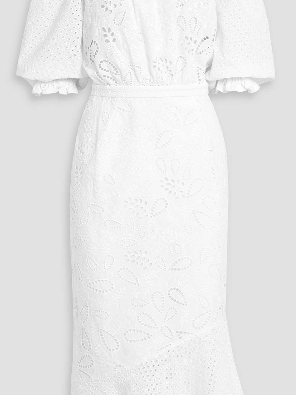 grace off-the-shoulder broderie anglaise cotton midi dress