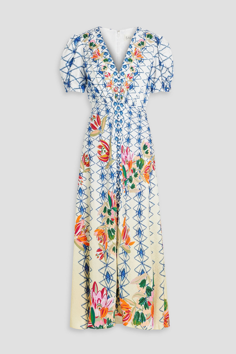 Lea printed silk-jacquard maxi dress