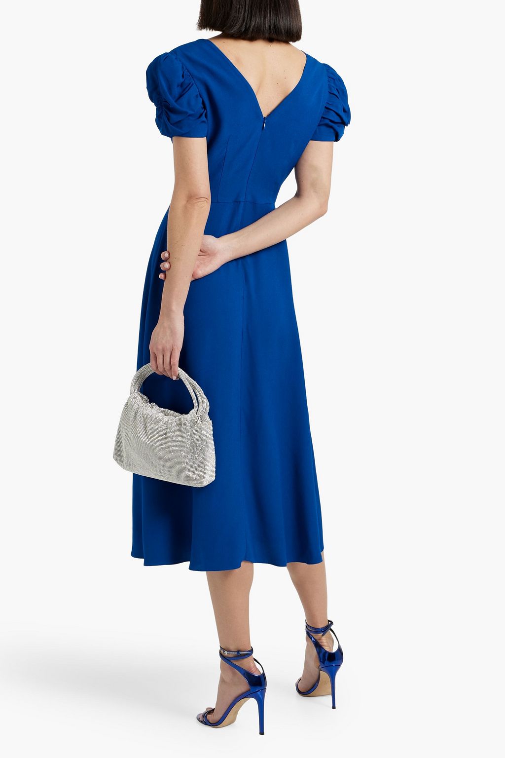 SALONI Margot ruched crepe midi dress