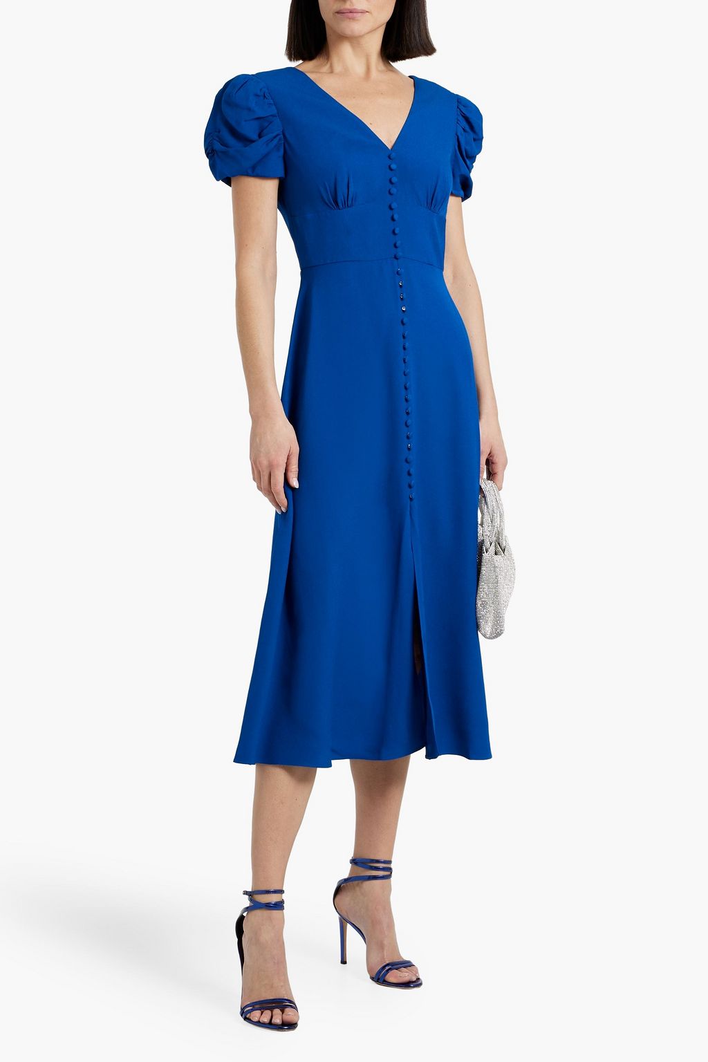 SALONI Margot ruched crepe midi dress