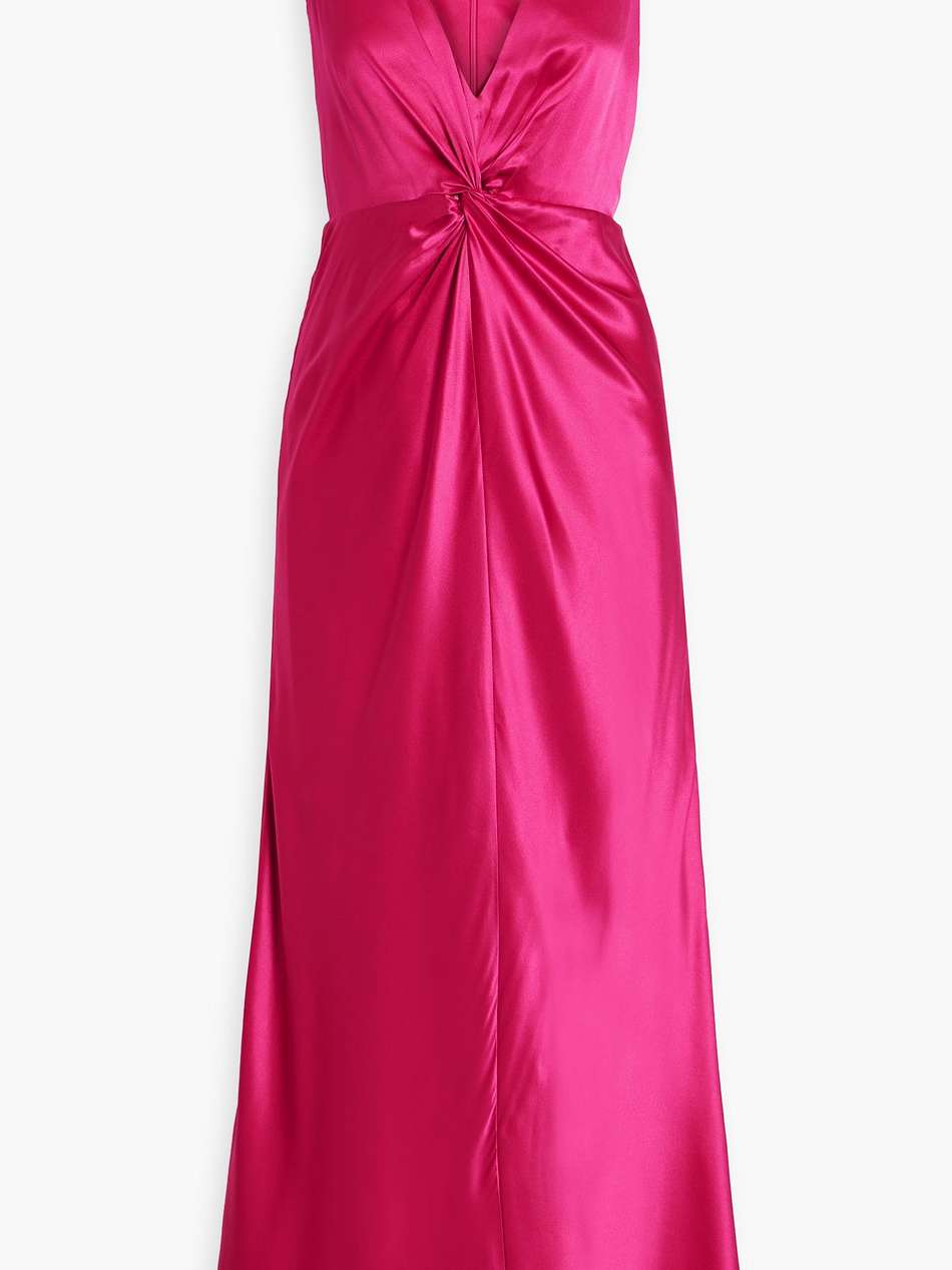 fia twist-front silk-satin maxi dress