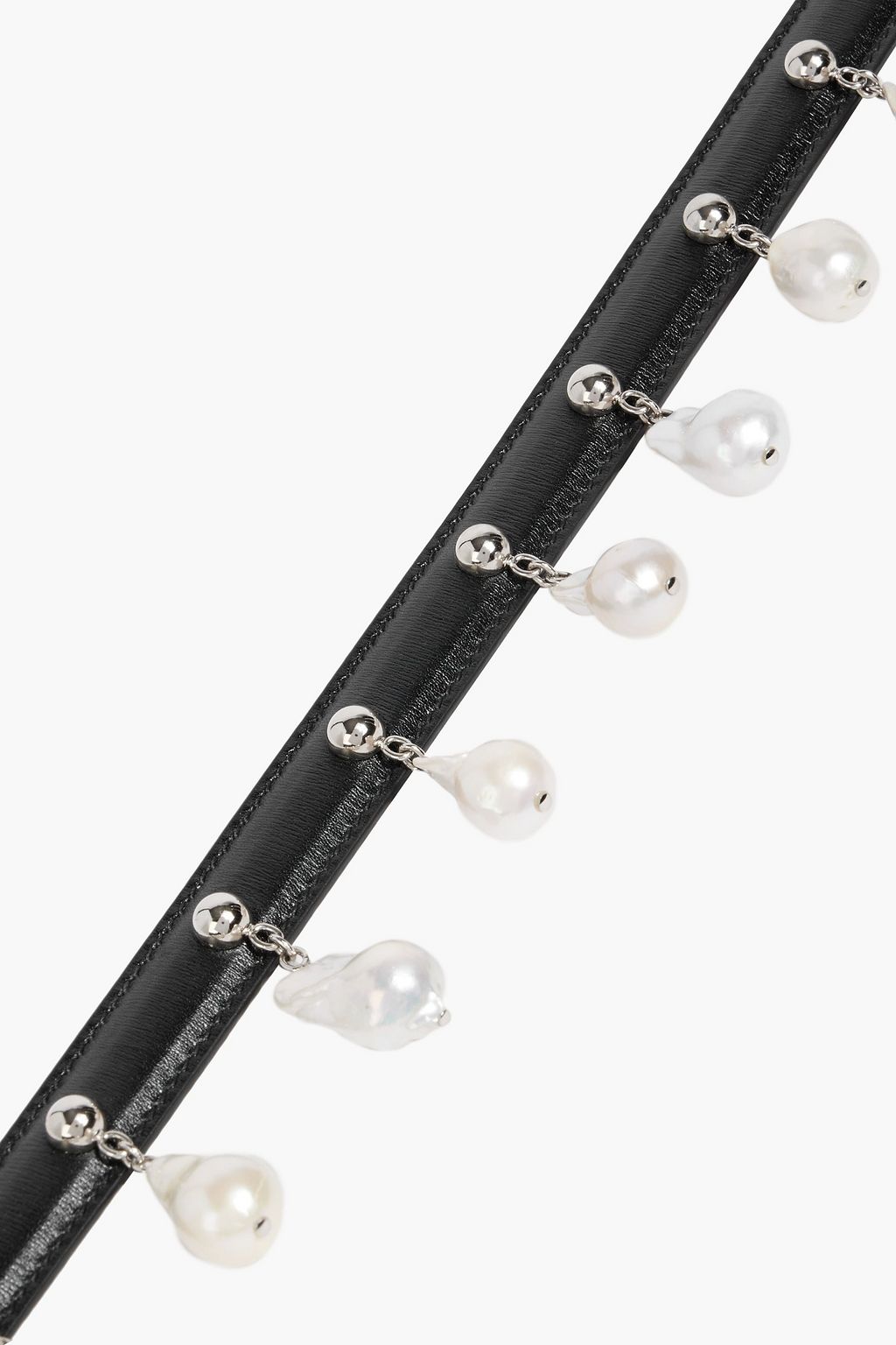 ALAÏA Faux pearl-embellished leather belt