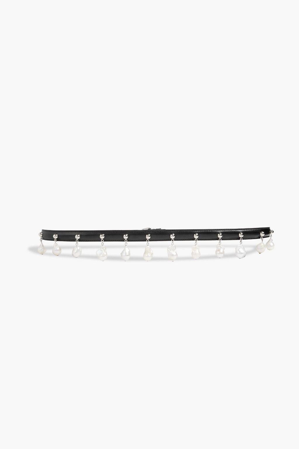 ALAÏA Faux pearl-embellished leather belt
