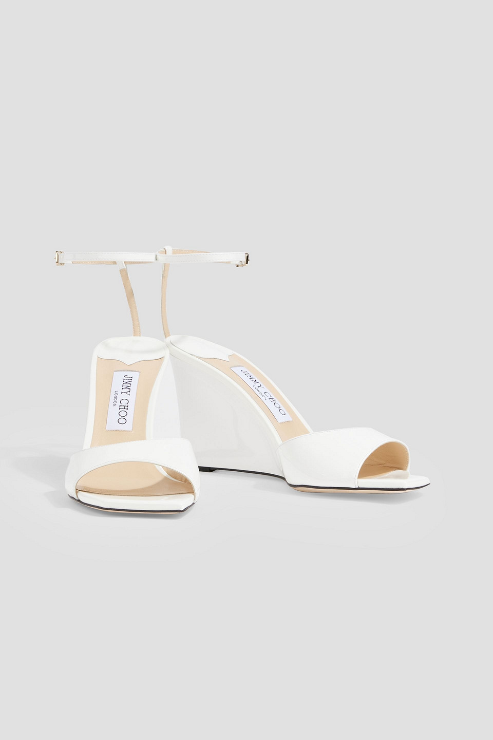 Jimmy Choo Brien 85 Leather Wedge Sandals In White