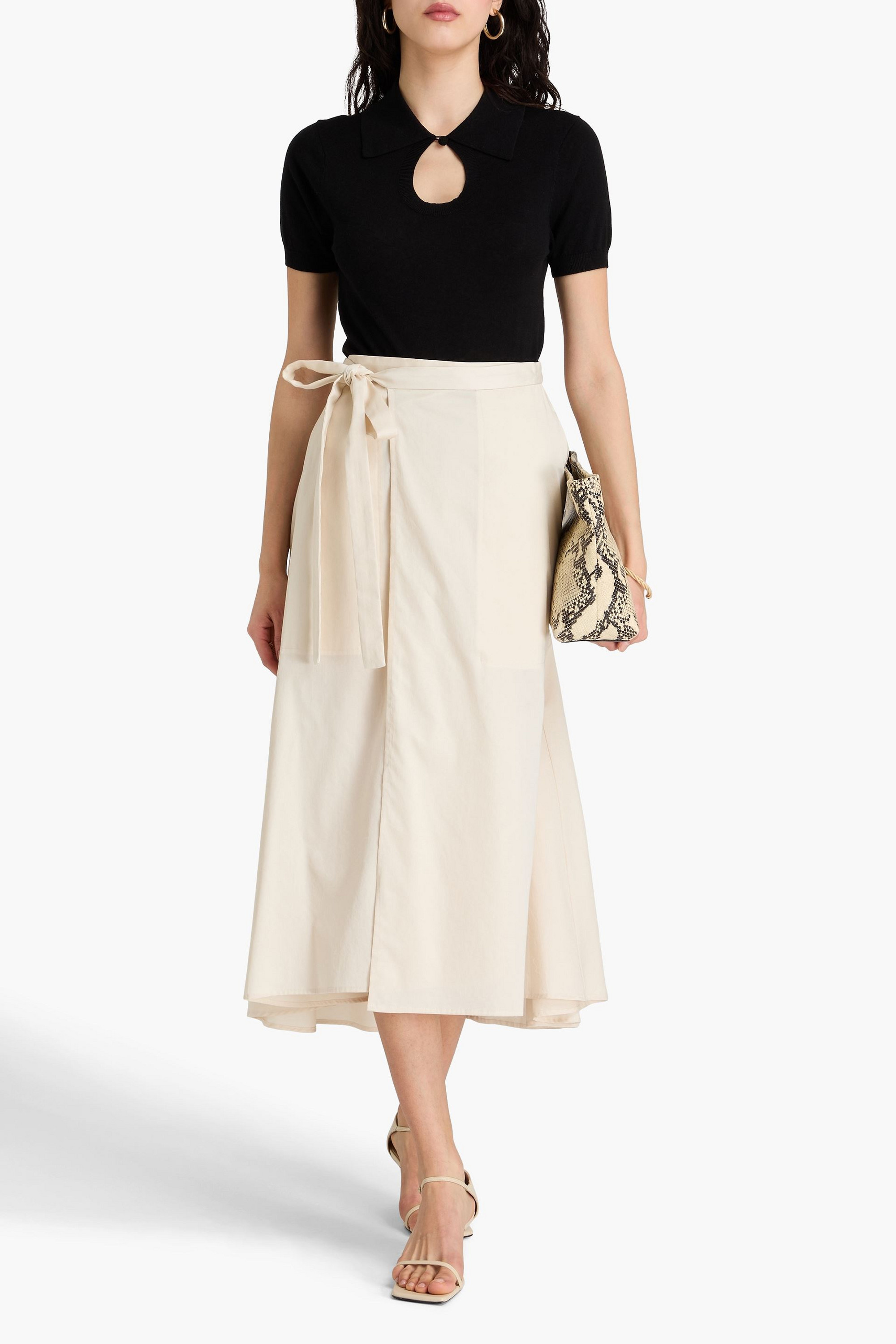 JOSEPH Alix cotton-poplin midi wrap skirt