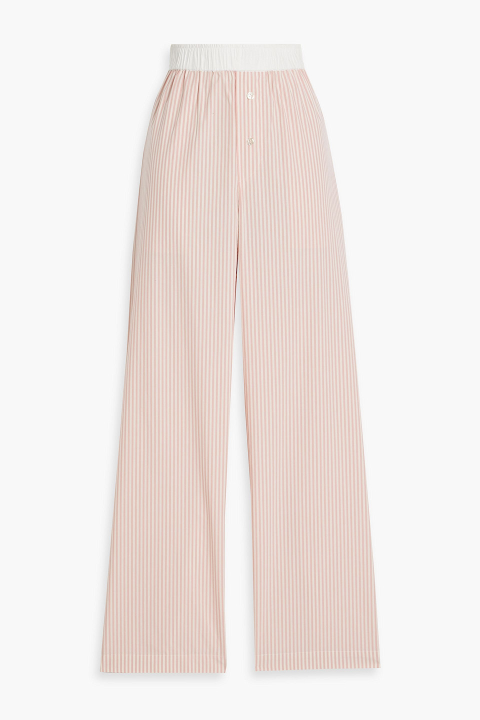 By Malene Birger Helsy Striped Cotton-poplin Straight-leg Pants In Baby Pink