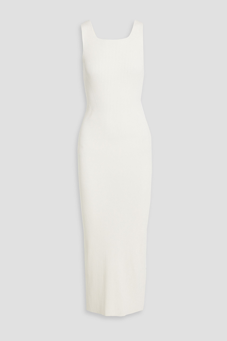 By Malene Birger Milelo Ribbed Cotton-blend Midi Dress In Ivory