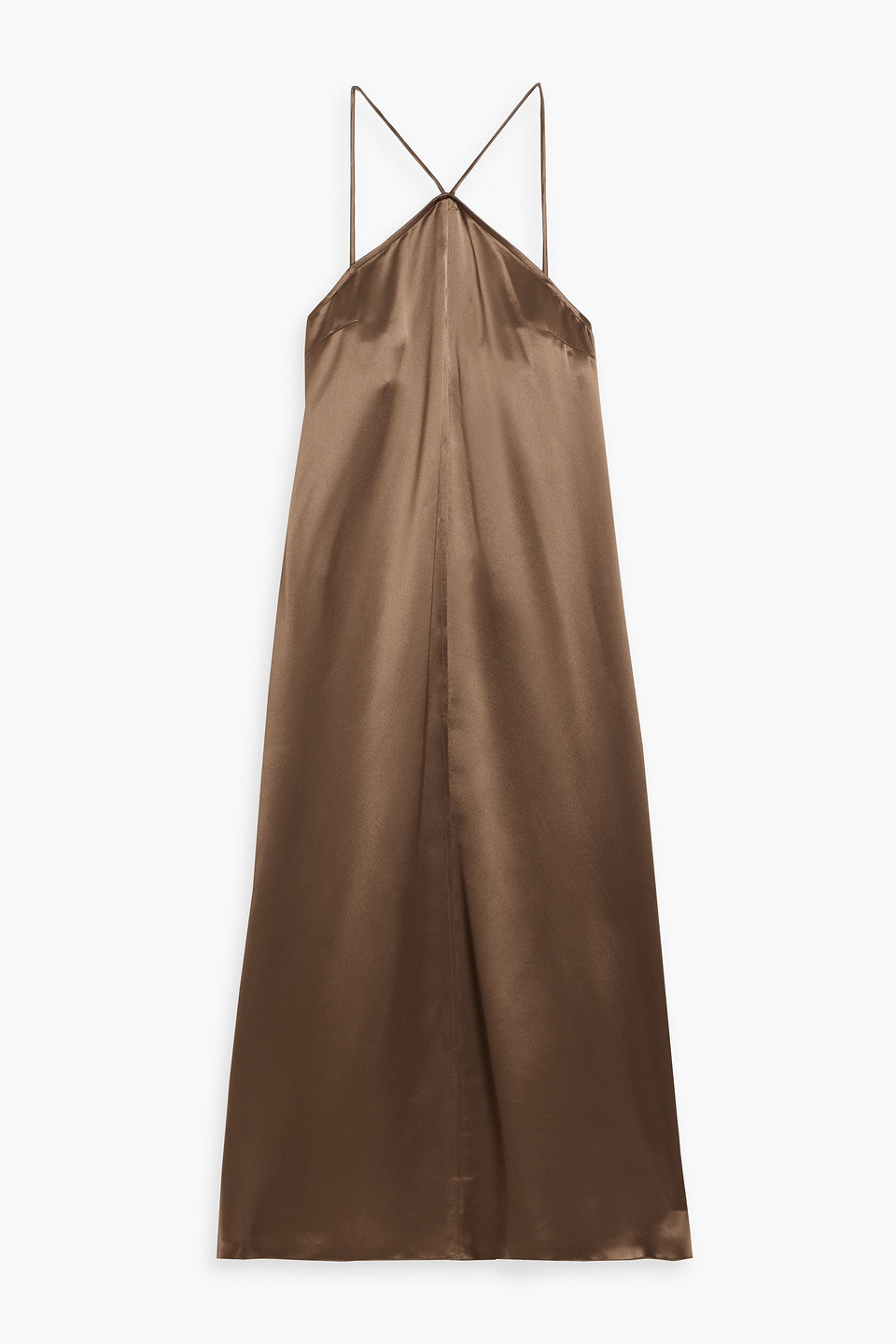 By Malene Birger Reganne Satin-crepe Maxi Dress In Brown