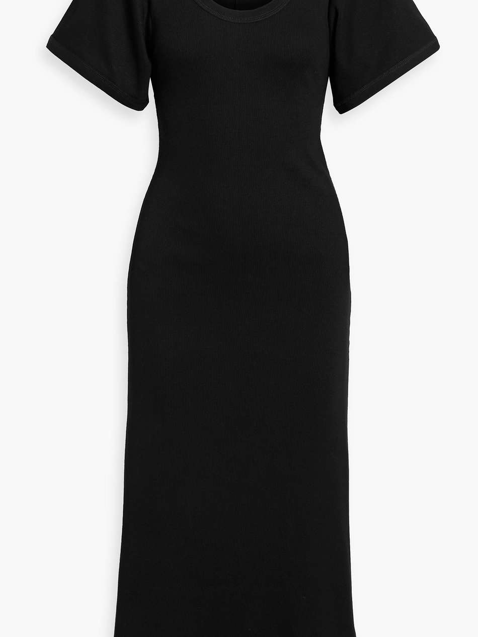 anaissa ribbed cotton-blend jersey midi dress