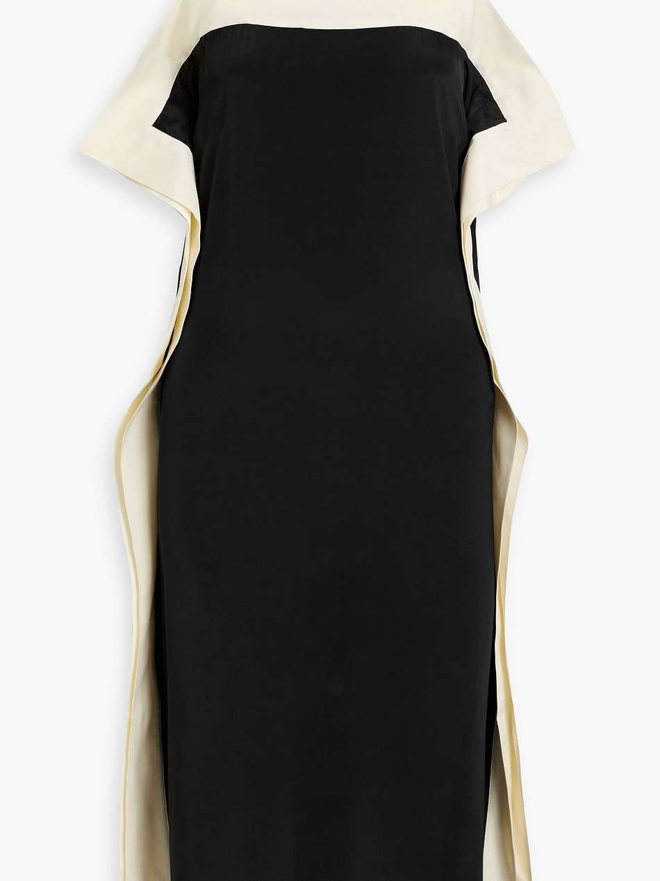 gabrias draped two-tone satin midi dress