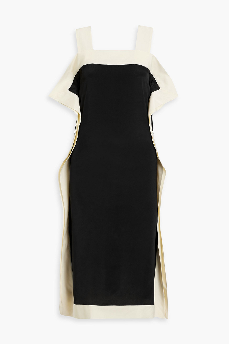 By Malene Birger Gabrias Draped Two-tone Satin Midi Dress In Black