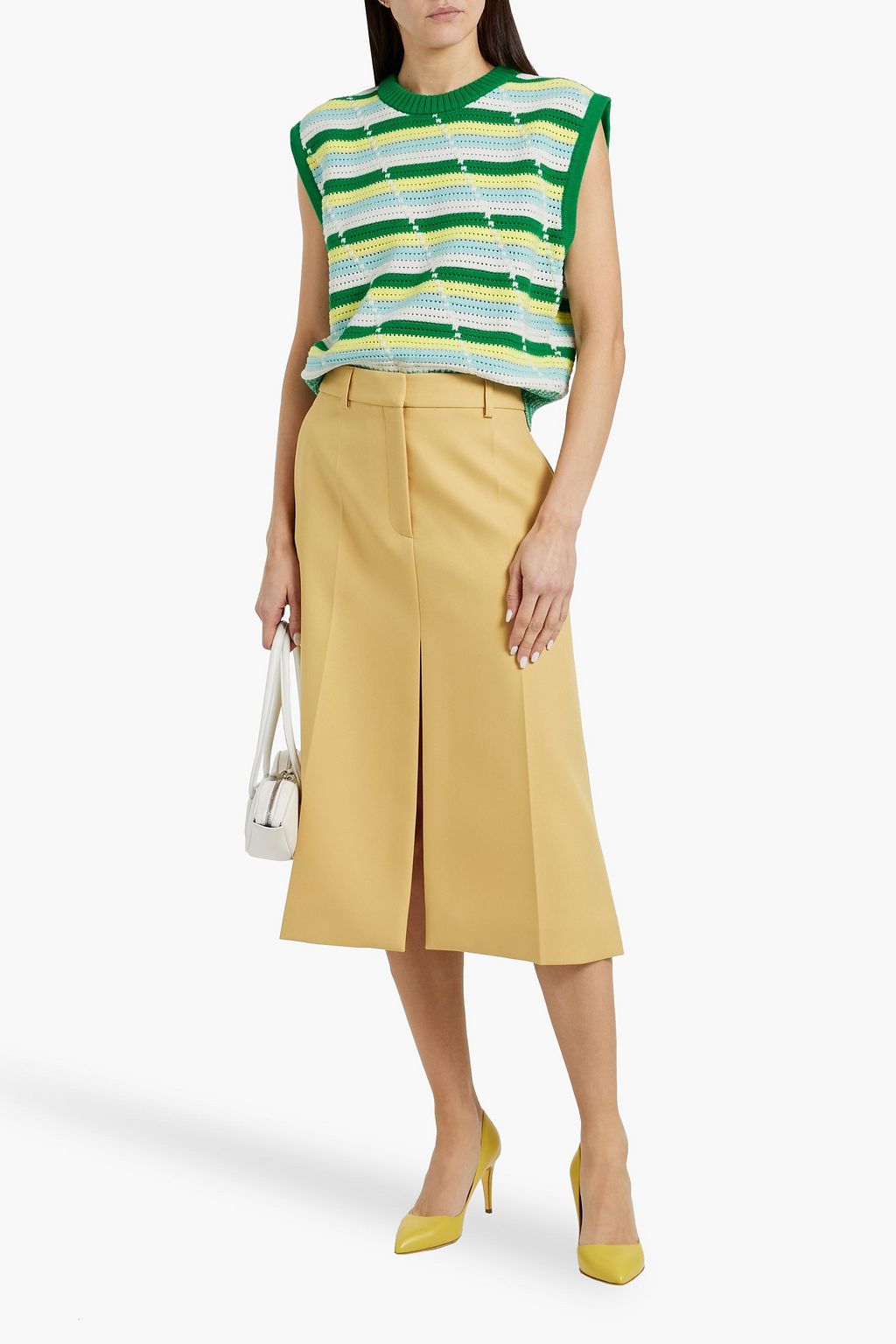 DIANE VON FURSTENBERG Casey striped pointelle-knit cotton top