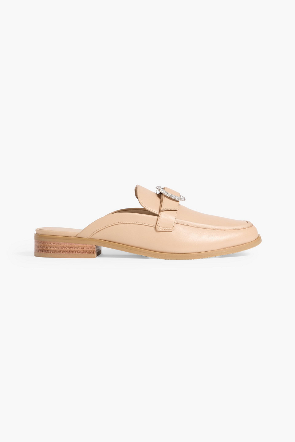 Stuart Weitzman Embellished Leather Slippers