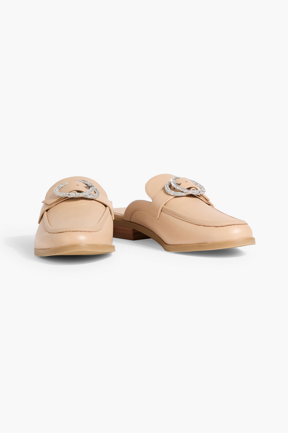 Stuart Weitzman Embellished Leather Slippers