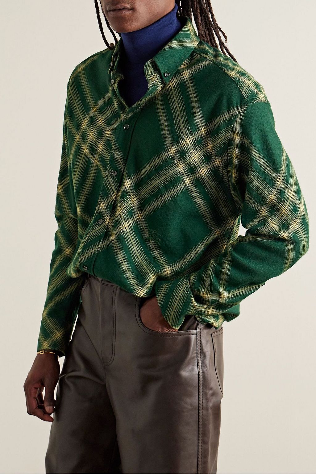 BURBERRY Oversized checked wool-flannel shirt