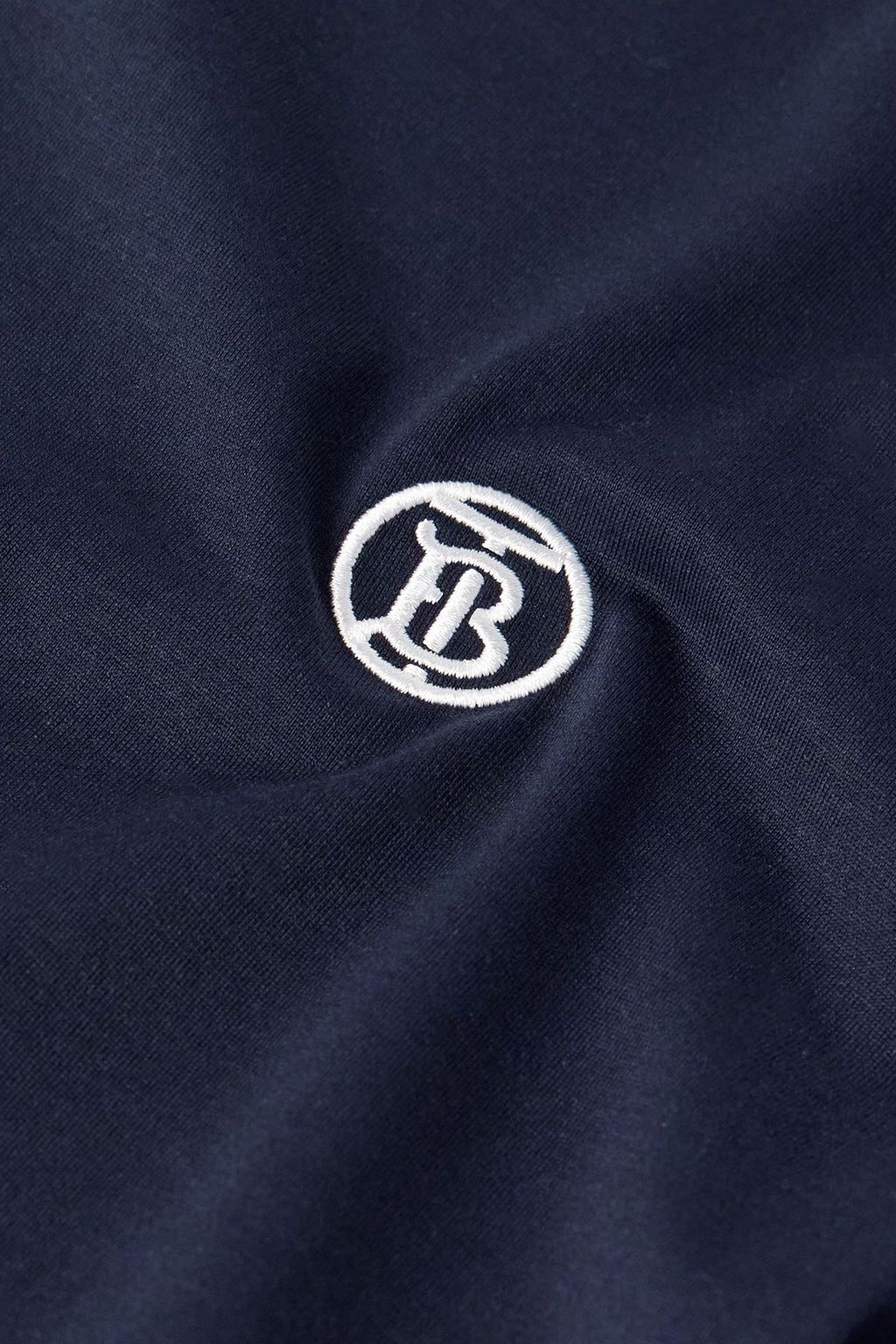 BURBERRY 로고 자수 장식 코튼 저지 티셔츠