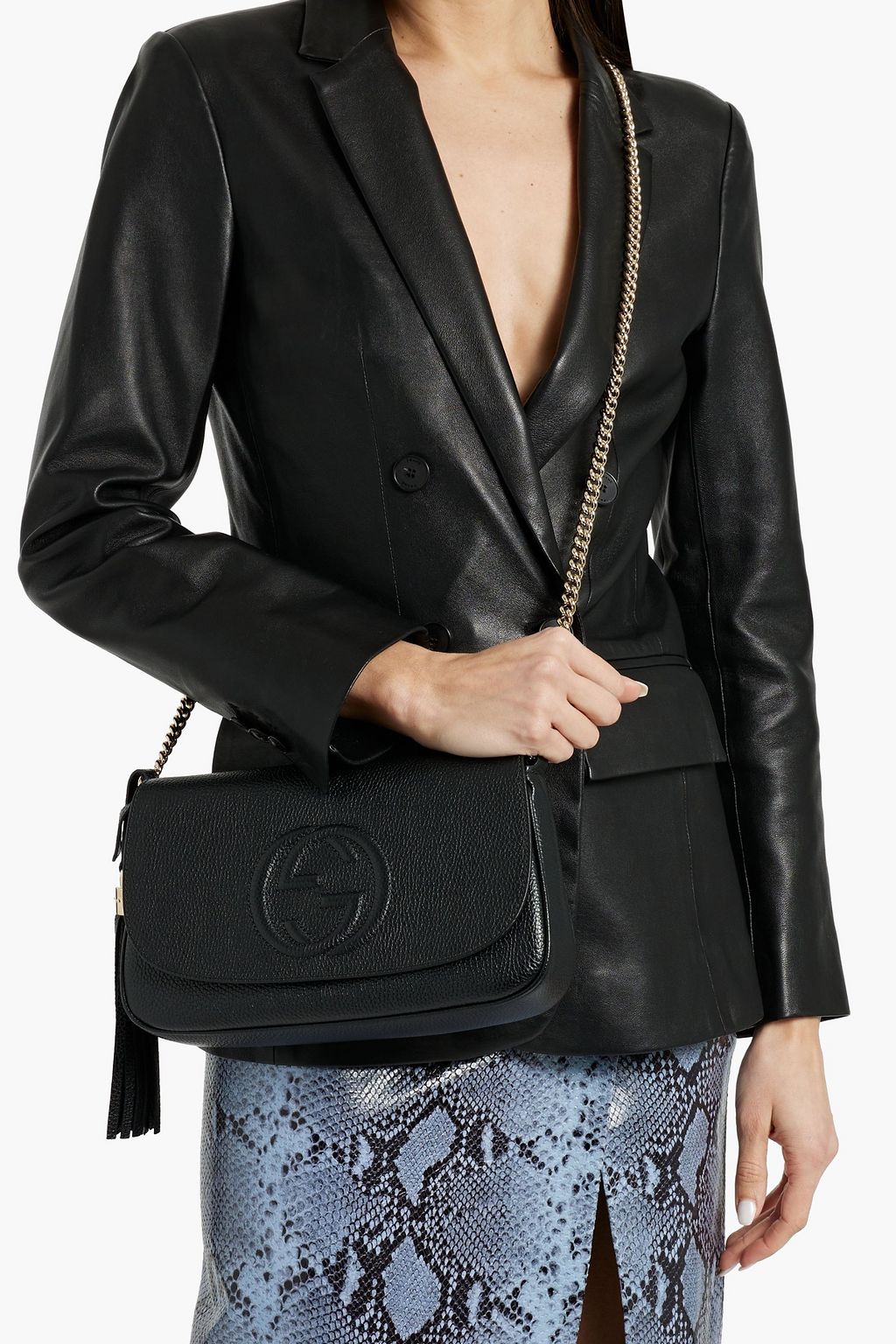 GUCCI Pebbled-leather shoulder bag