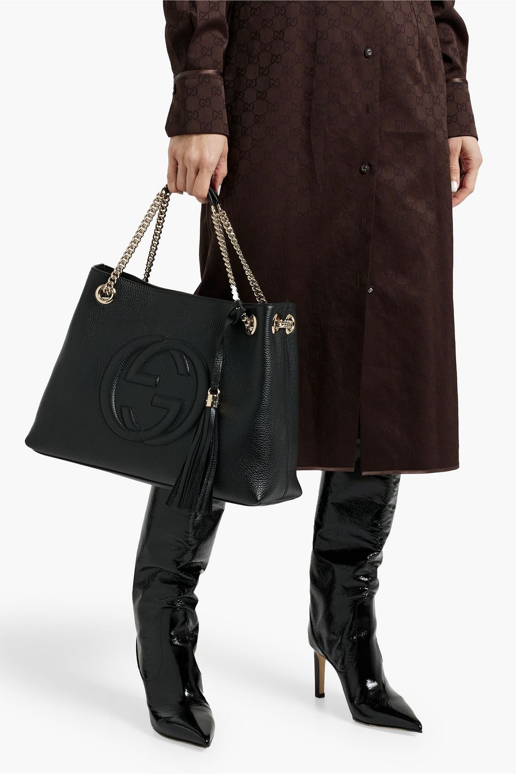 GUCCI Soho pebbled-leather tote