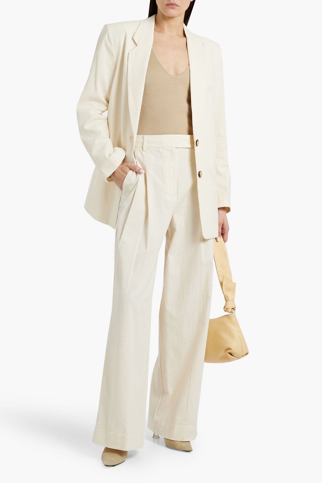 BY MALENE BIRGER Cymbaria cotton-blend seersucker wide-leg pants