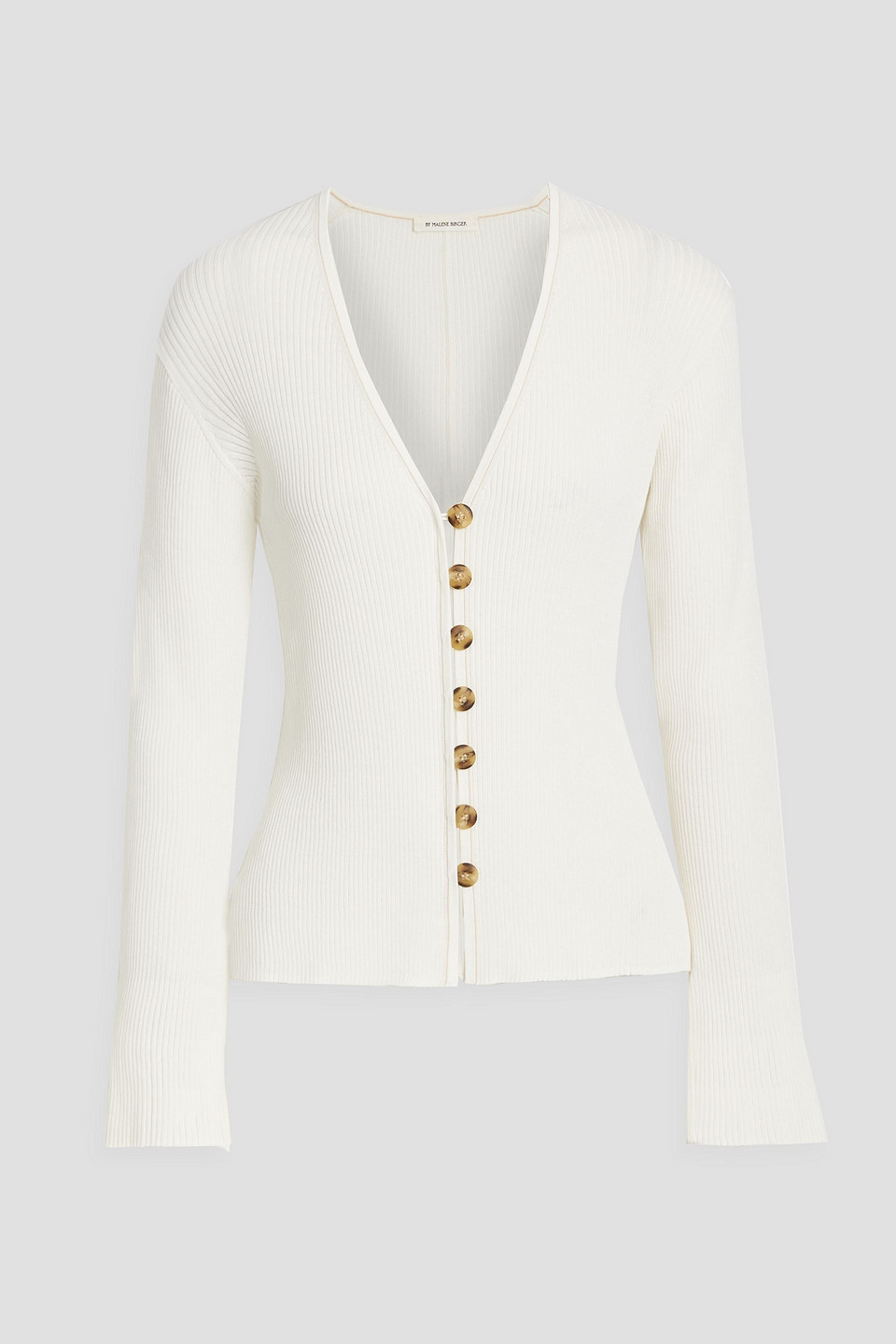 By Malene Birger Cirella Ribbed Cotton-blend Cardigan In Ivory