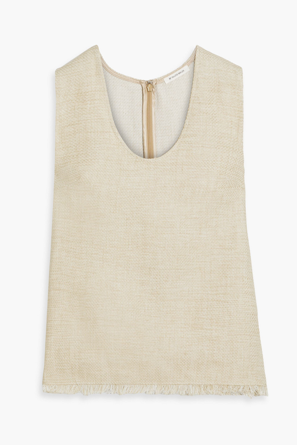 Shop By Malene Birger Debbia Frayed Linen-blend Canvas Top In Beige