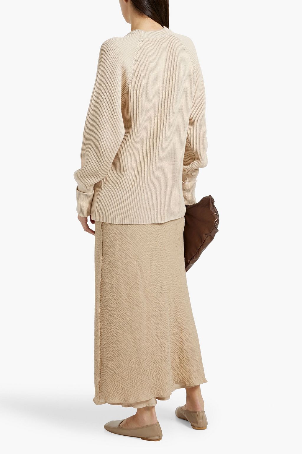 BY MALENE BIRGER تنورة طويلة "بيانكوس" من قماش رقيق مصنوع من مزيج القطن والراميه المجعّد