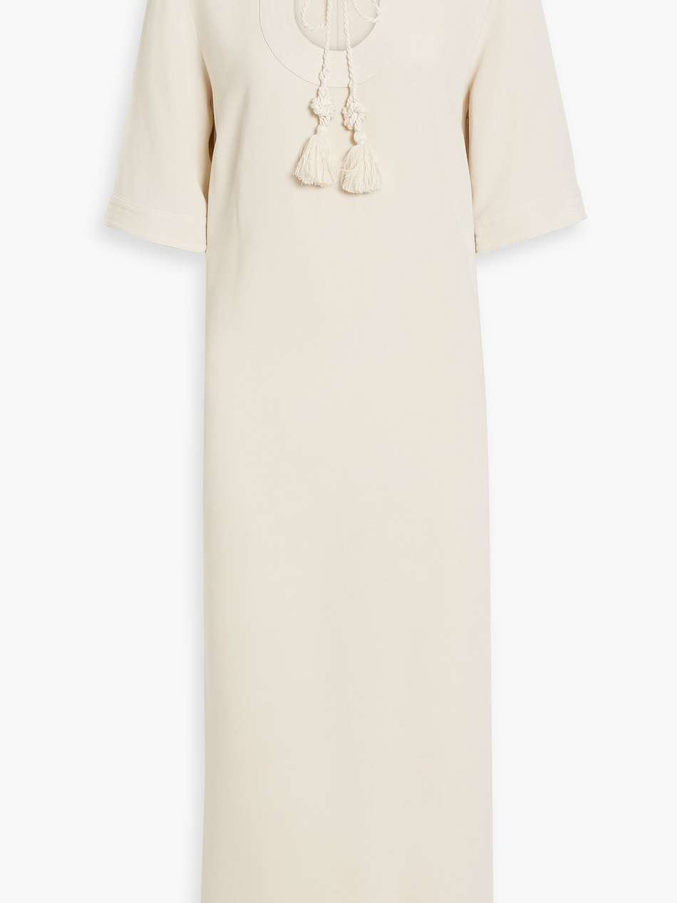 brinney tasseled crepe maxi dress