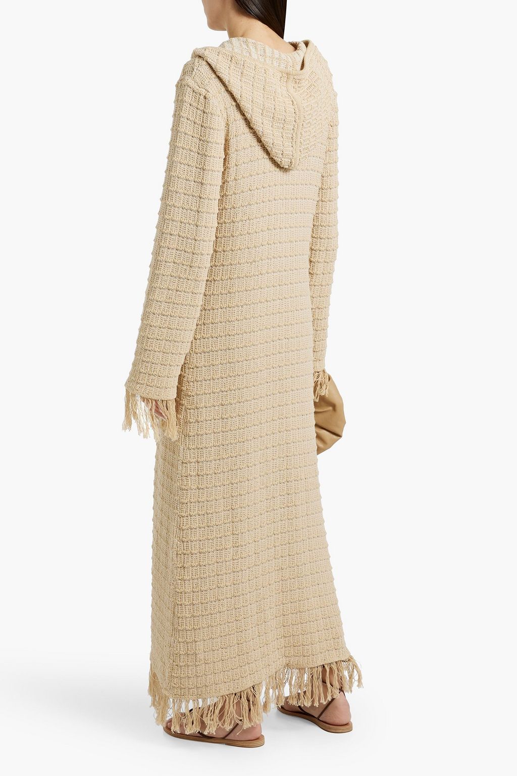 BY MALENE BIRGER كارديغان "تالولا" بغطاء رأس من مزيج القطن بحبكة الكروشيه مع بحوف منسّلة