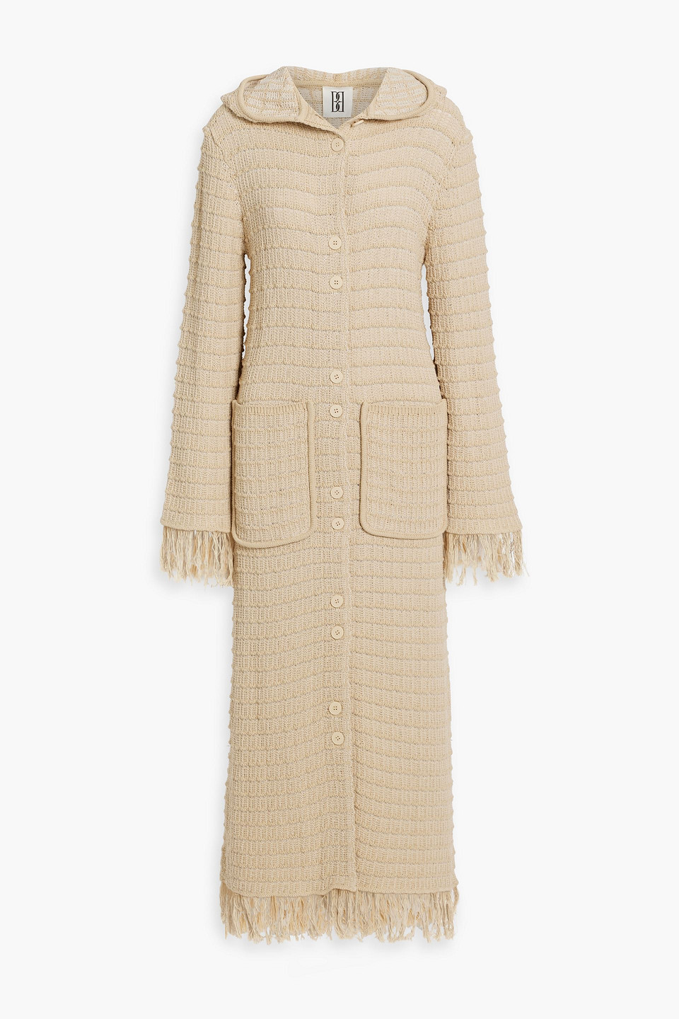By Malene Birger Tallula Frayed Crocheted Cotton-blend Hooded Cardigan In Beige