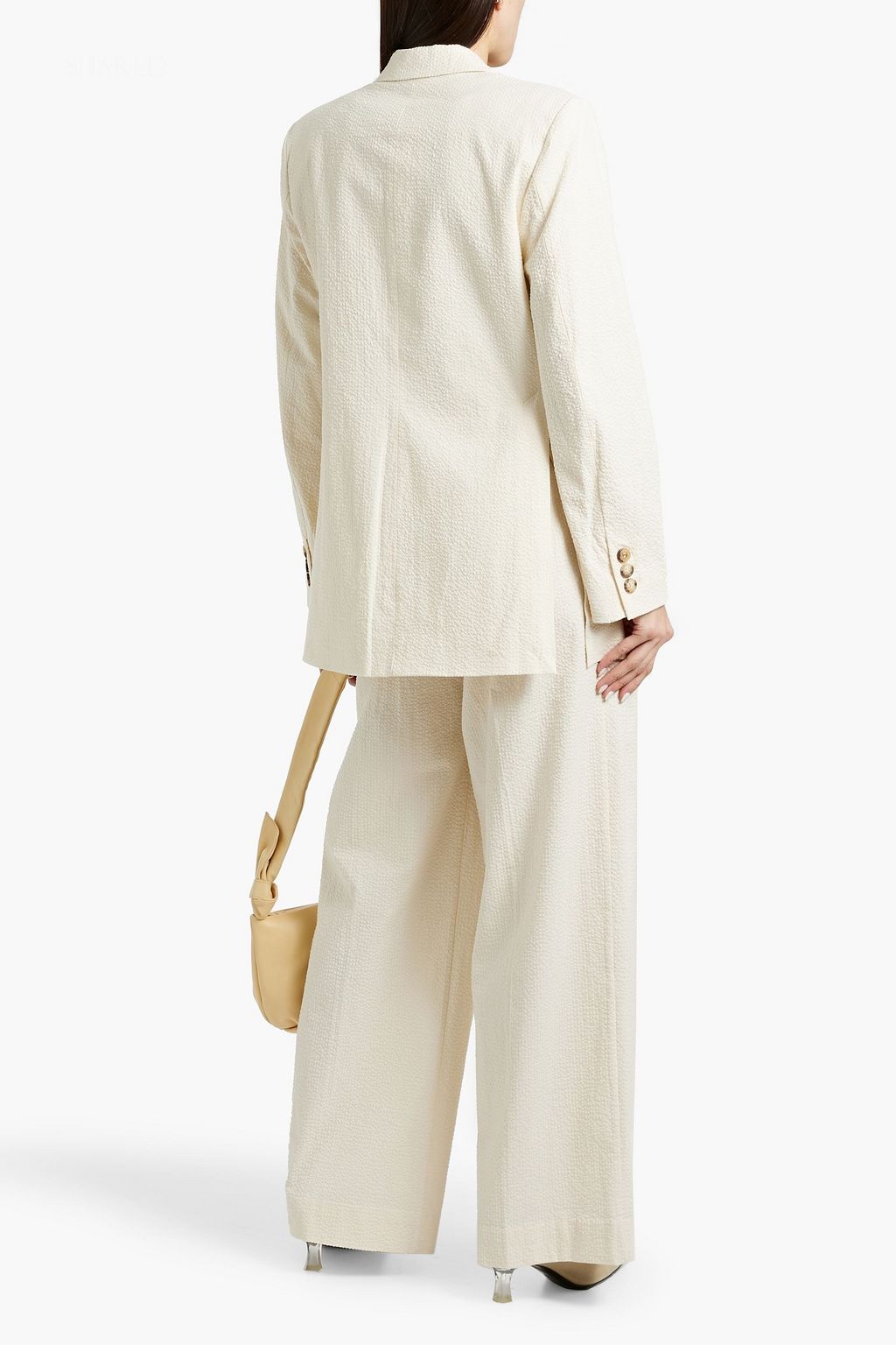 BY MALENE BIRGER بليزر "أوفي" من نسيج سيرساكر ومزيج القطن